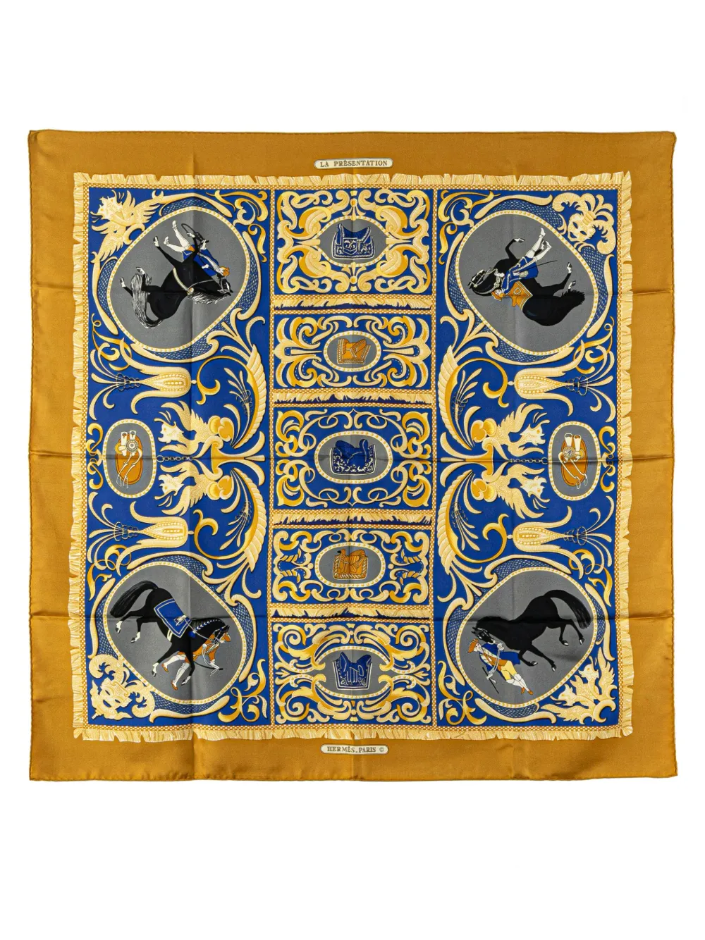 Hermès Pre-Owned mascada La Presentation de seda del siglo XX | azul | Image 1