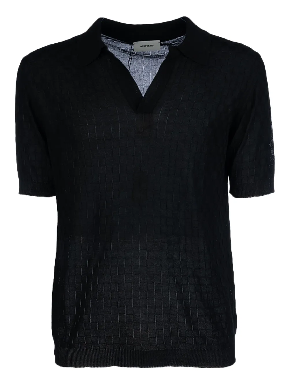 A Paper Kid textured polo shirt - ブラック A Paper Kid textured polo shirt - ブラック