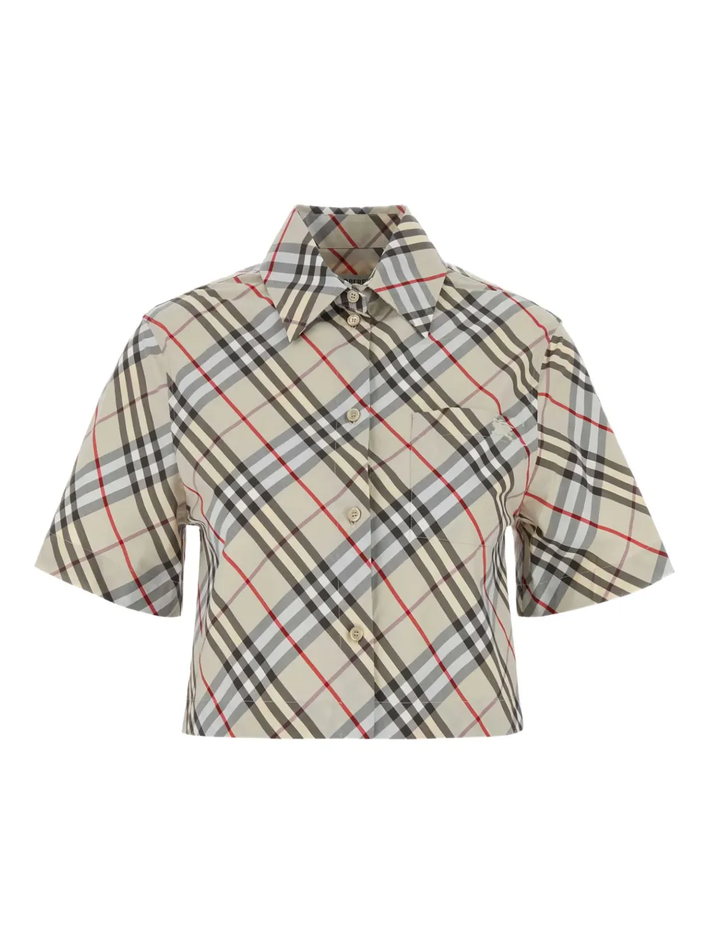 Burberry Geruite blouse met korte mouwen Beige