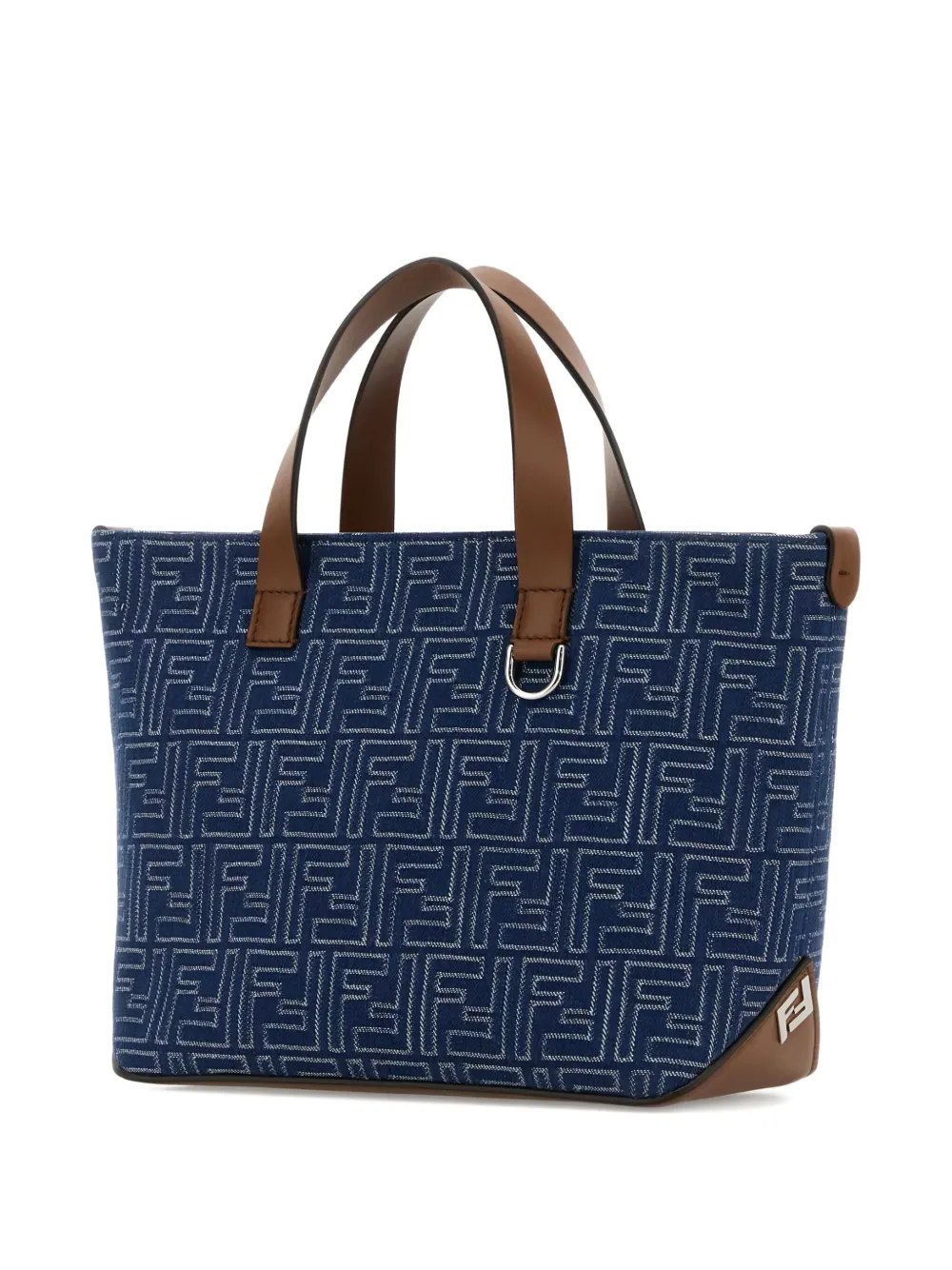 FENDI logo-print canvas tote bag Blauw