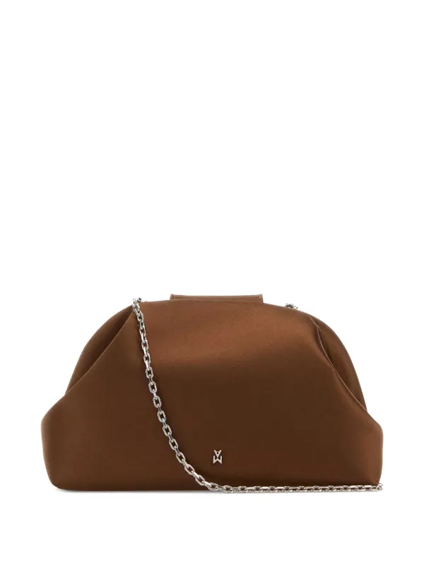 Amina Muaddi Sculpted Satin Evening Bag Brown FARFETCH IN