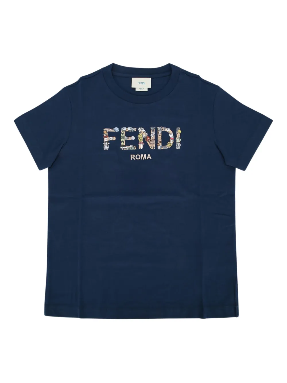 Fendi Kids T-shirt met logoprint Blauw