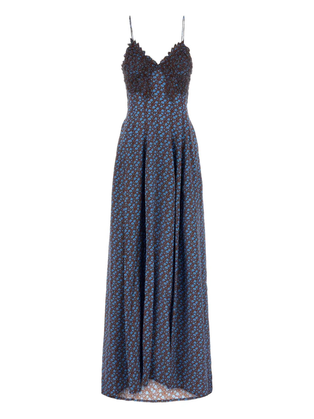 floral lace-trimmed maxi dress