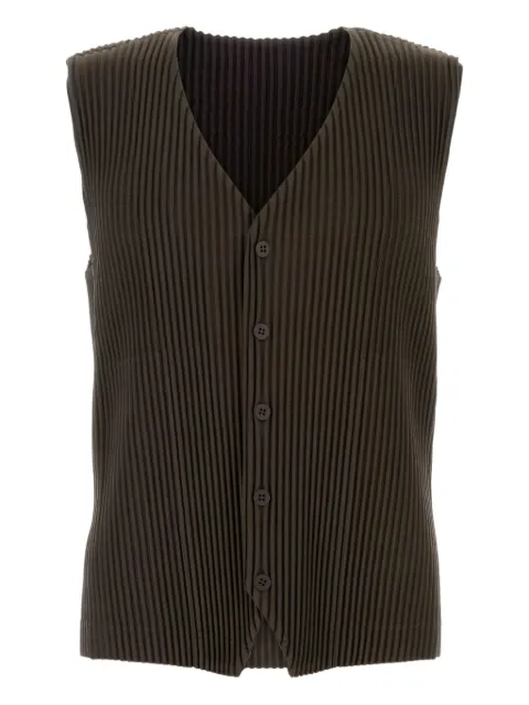 Homme Plissé Issey Miyake توب بكسرات وبدون أكمام