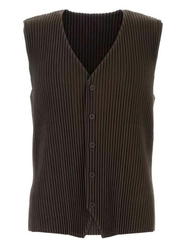 【美品】HOMME PLISSE/オムプリッセ イッセイミヤケ ノースリーブ Homme Plissé Issey Miyake ノースリーブ トップ | ブラウン