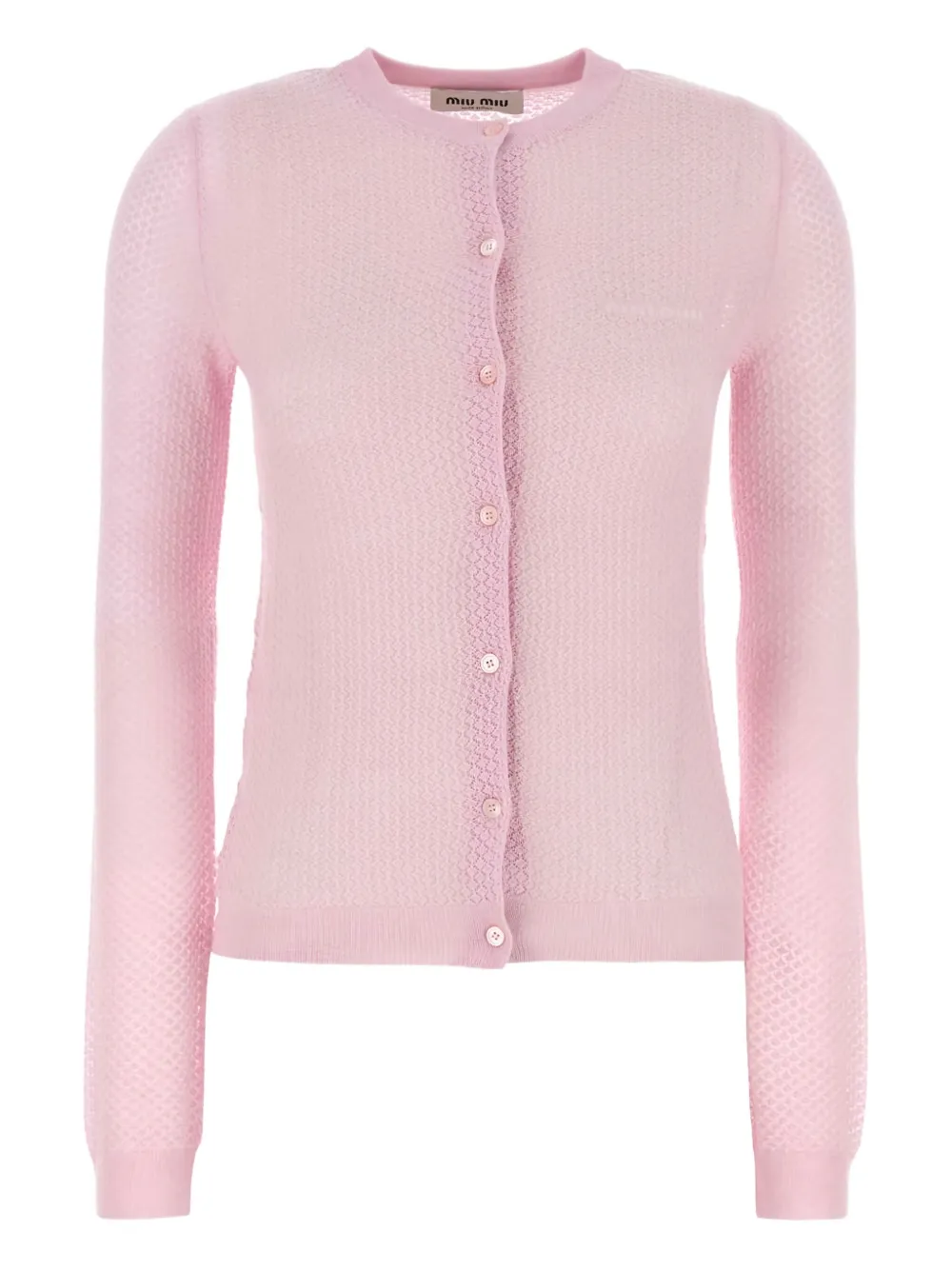 Miu Gebreid vest met stippen Roze