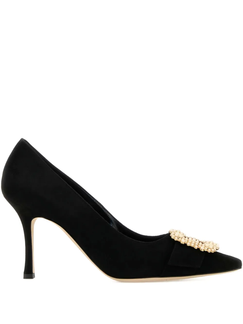 90mm leather heeled pumps