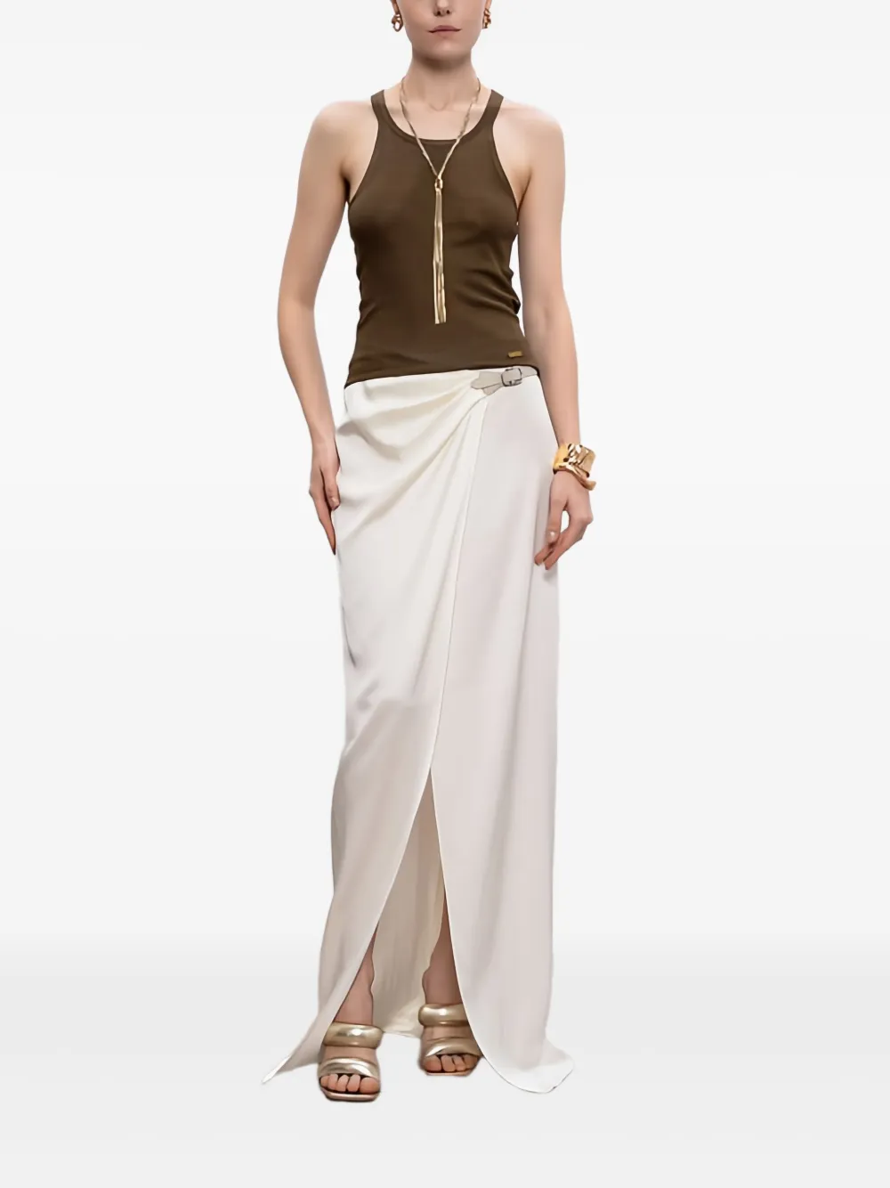 TOM FORD Maxi-wikkelrok met gespsluiting - Beige