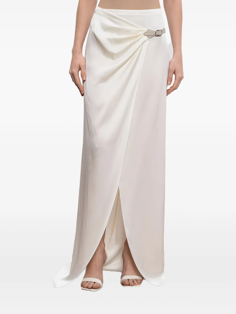 Tom Ford Wrap-front Buckle-fastening Maxi Skirt In Neutral