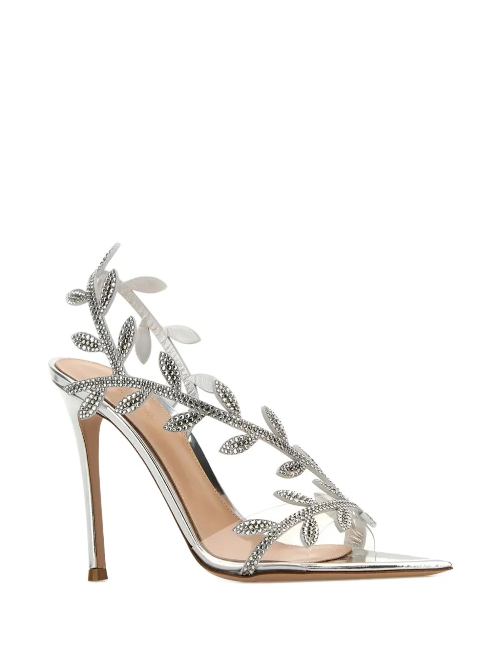 Gianvito Rossi crystal-leaf leather sandals Zilver
