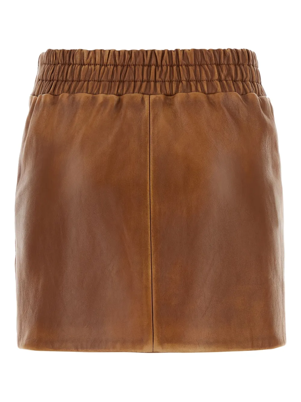 Miu Miu Elastische leren mini-rok - Bruin