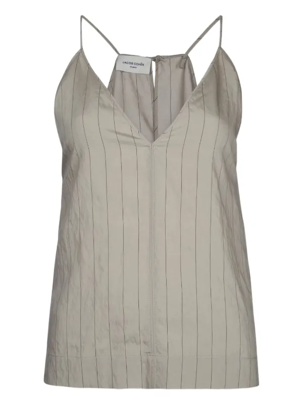 Jacob Cohën Striped V-neck Blouse in Grey