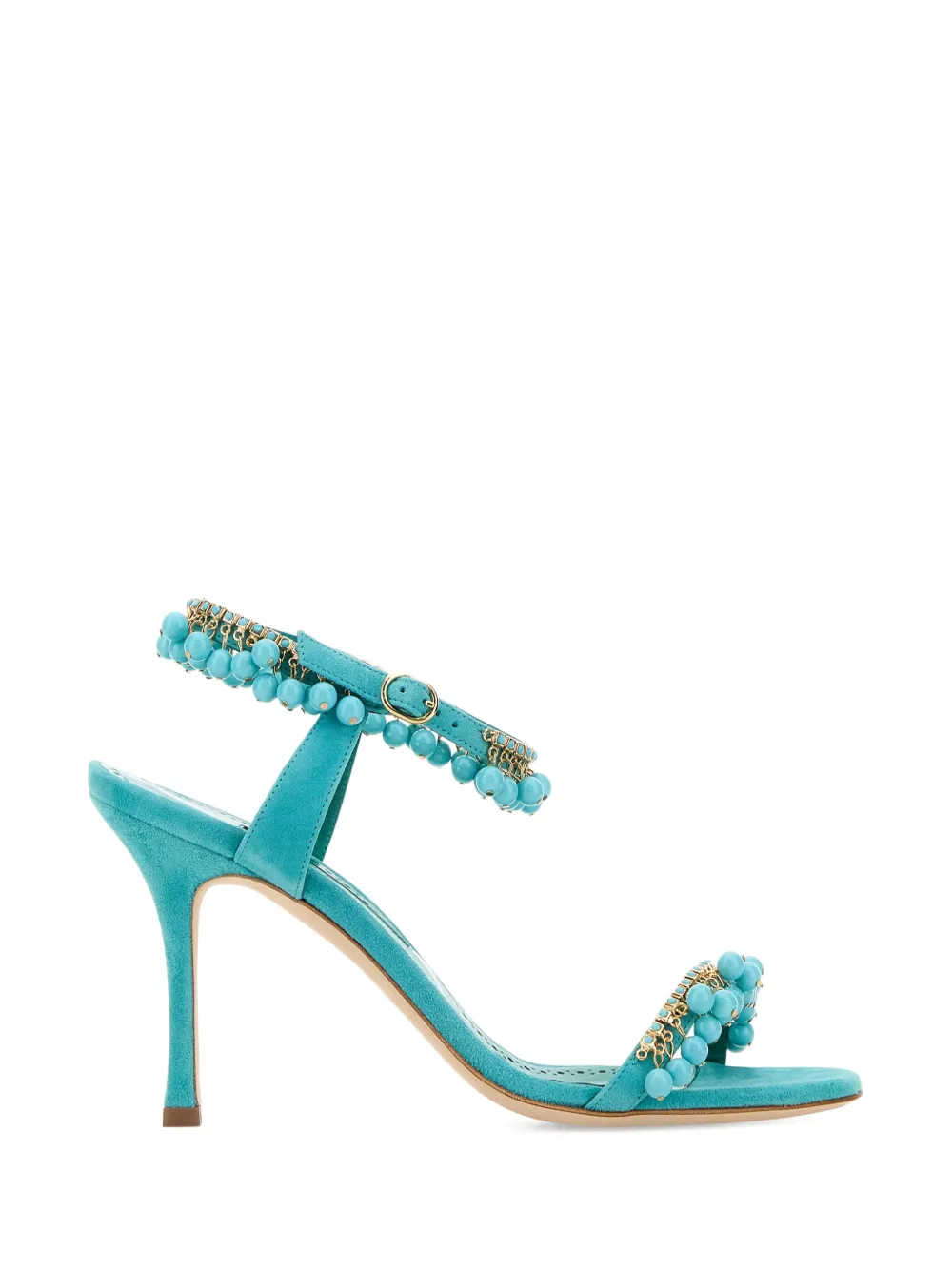 Manolo Blahnik beaded-strap high-heel sandals Blue