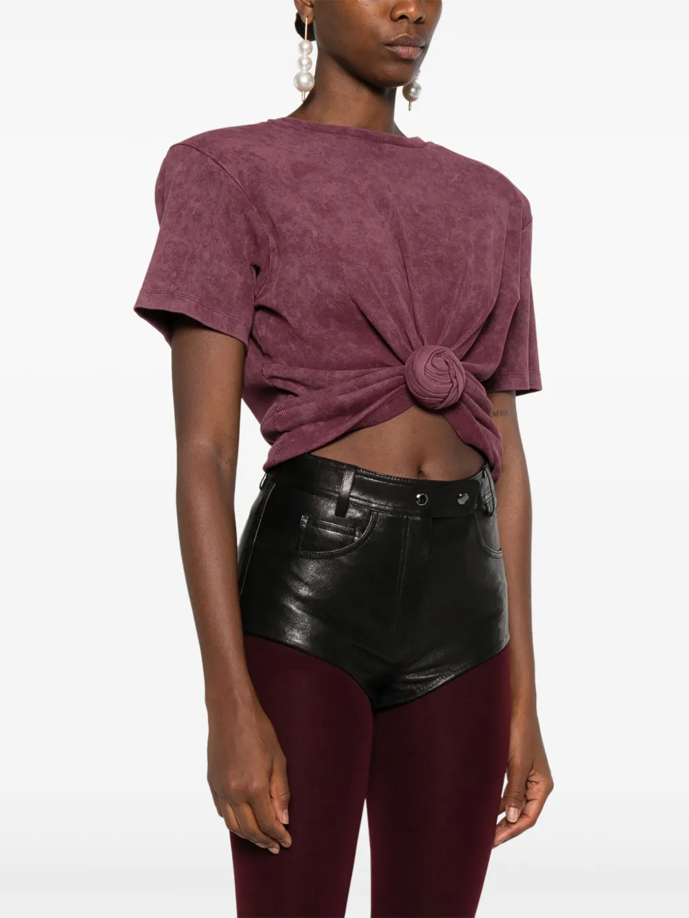 Magda Butrym Cropped Cotton-blend T-shirt In Multi