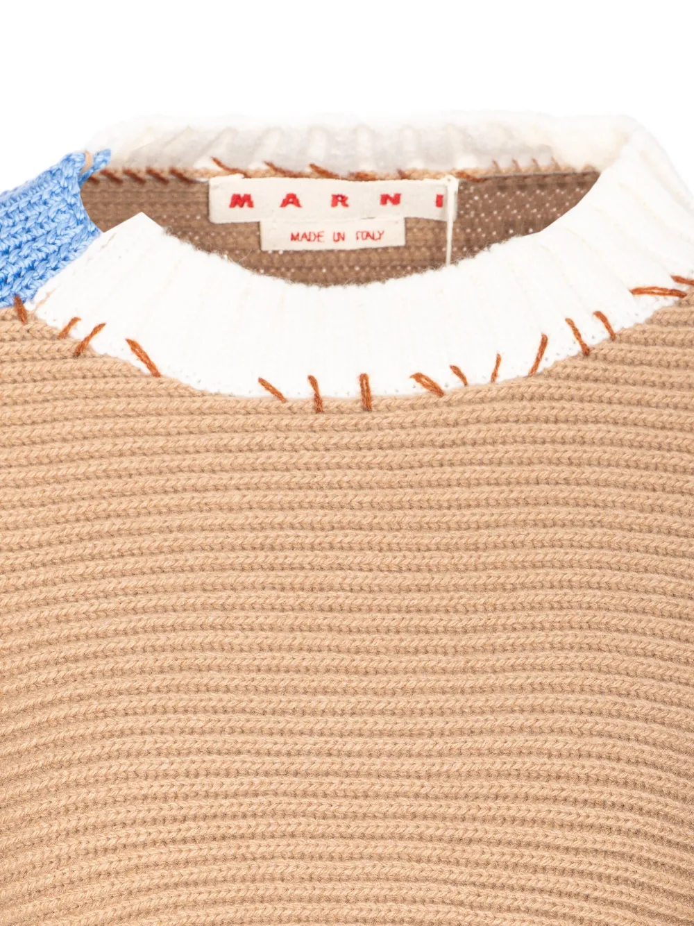 Marni Asymmetrische gebreide cropped trui Beige