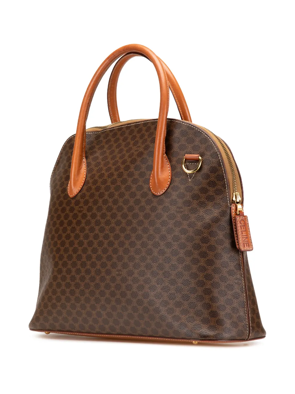 Pre-owned Celine 1994 Large Macadam Coated Canvas Dome Satchel
