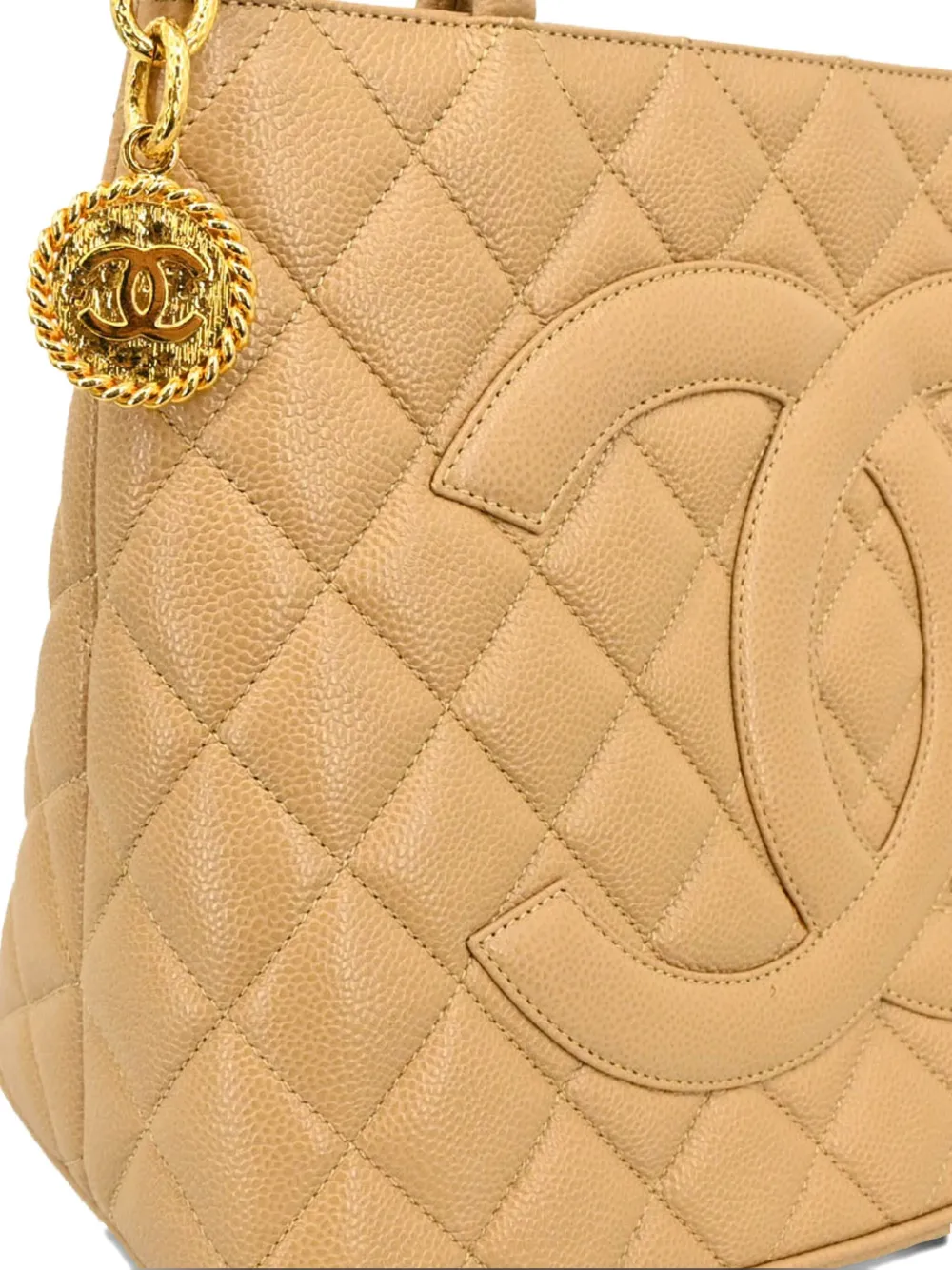 Pre-owned Chanel 2002 Medallion Tote Bag In Neutral