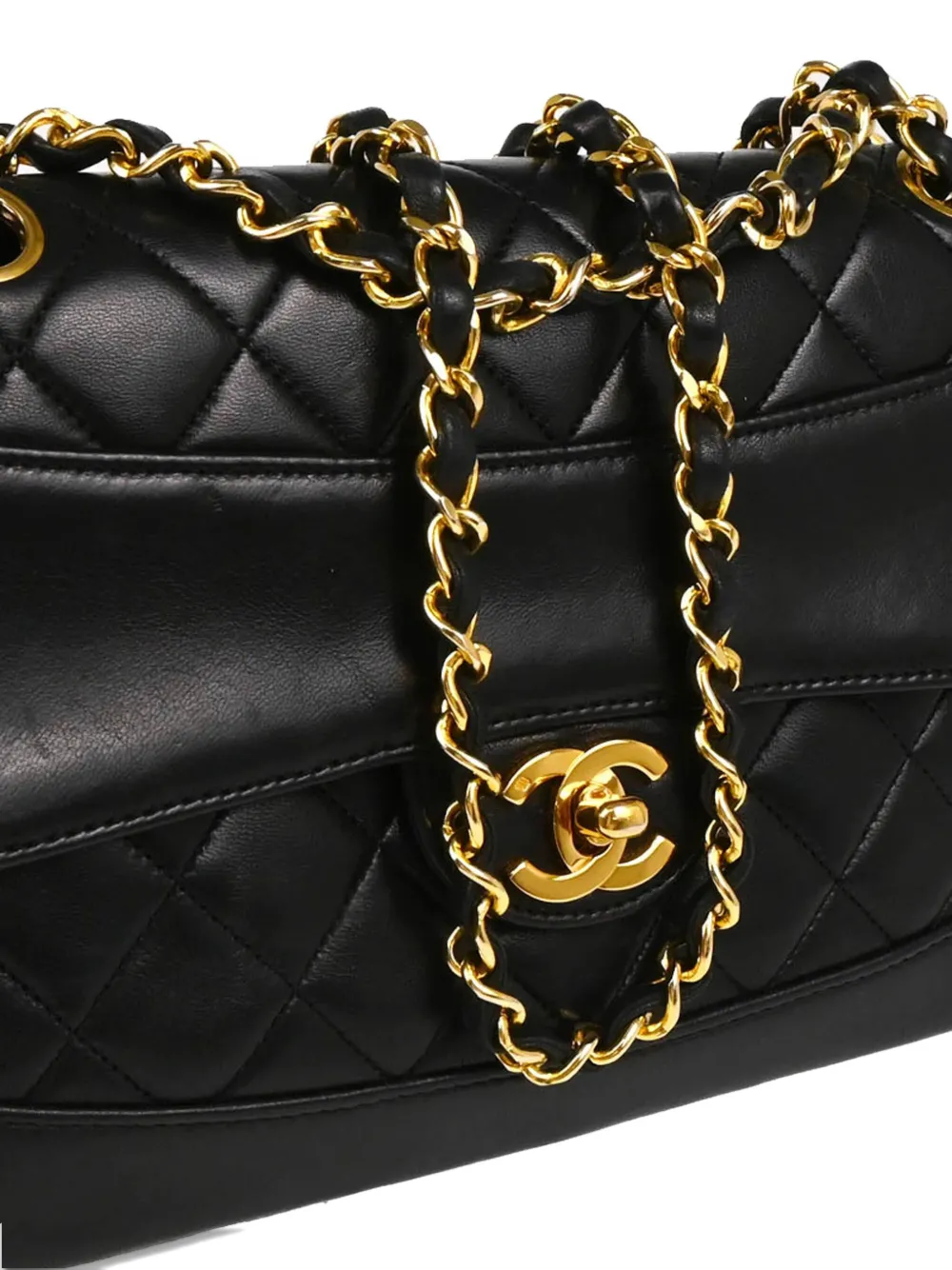 Pre-owned Chanel 1990 Diamond-quilted Shoulder Bag In Black