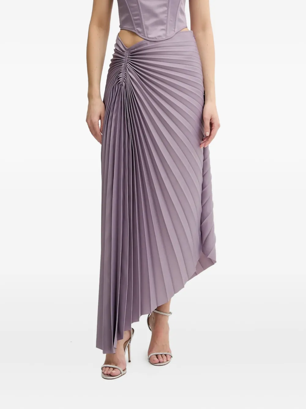 pleated draped midi skirt