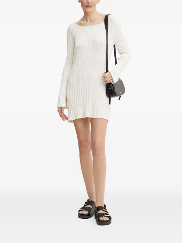 PINKO Ribbed open-back Mini Dress | White | FARFETCH