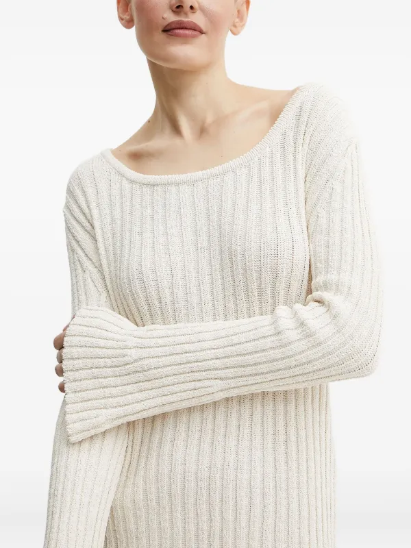 PINKO Ribbed open-back Mini Dress | White | FARFETCH