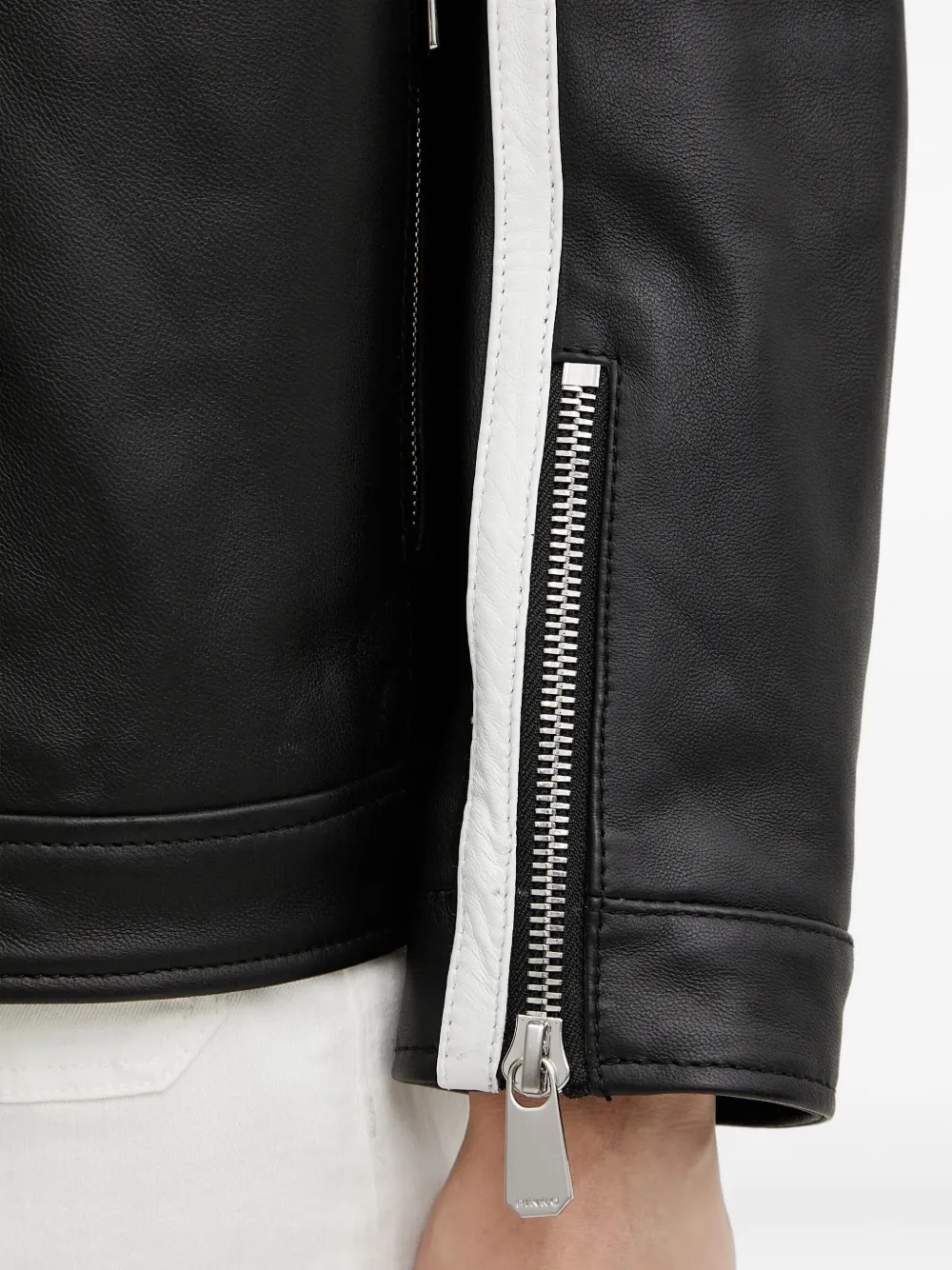 PINKO leather racer jacket Zwart