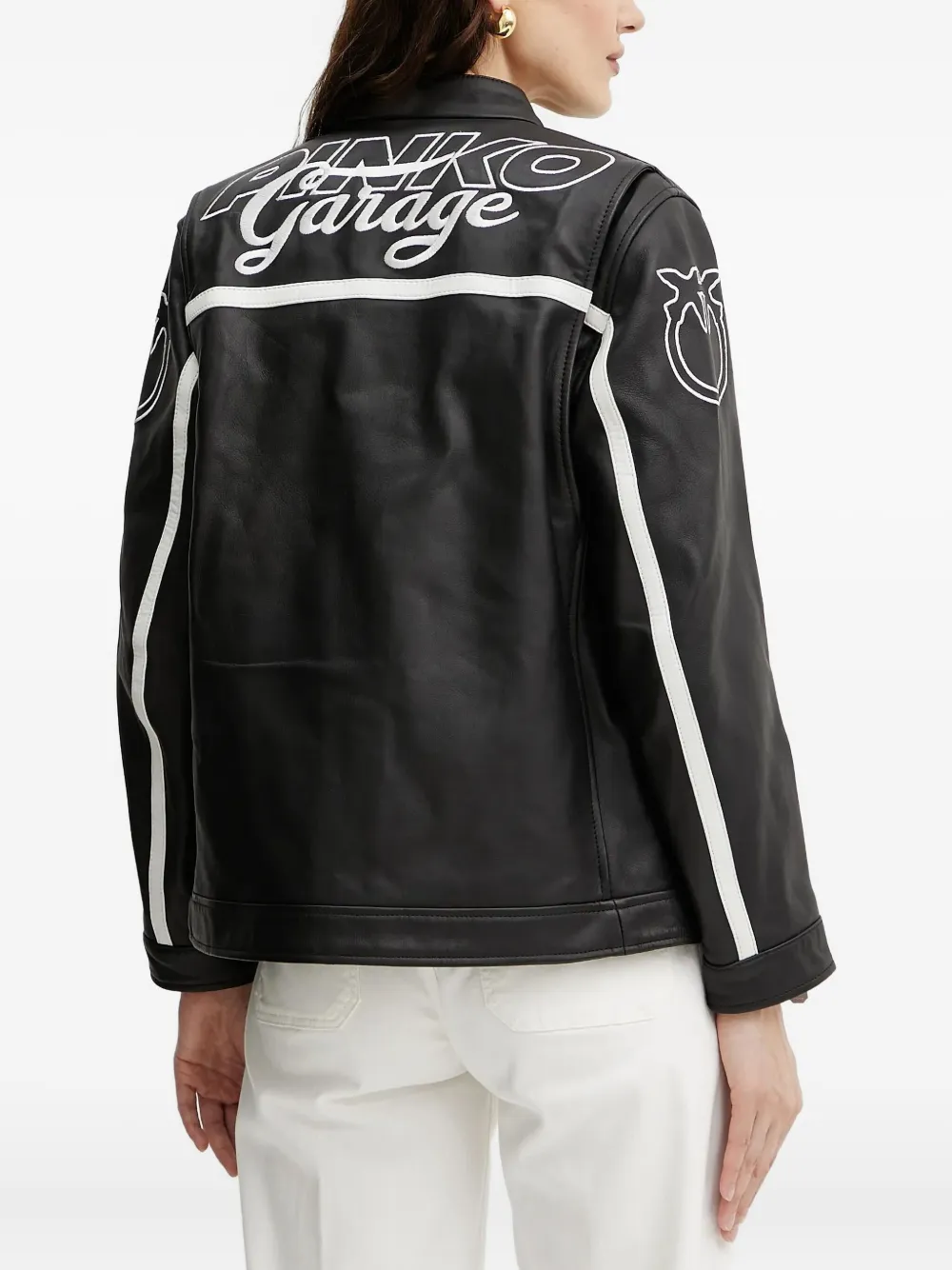 PINKO leather racer jacket Zwart