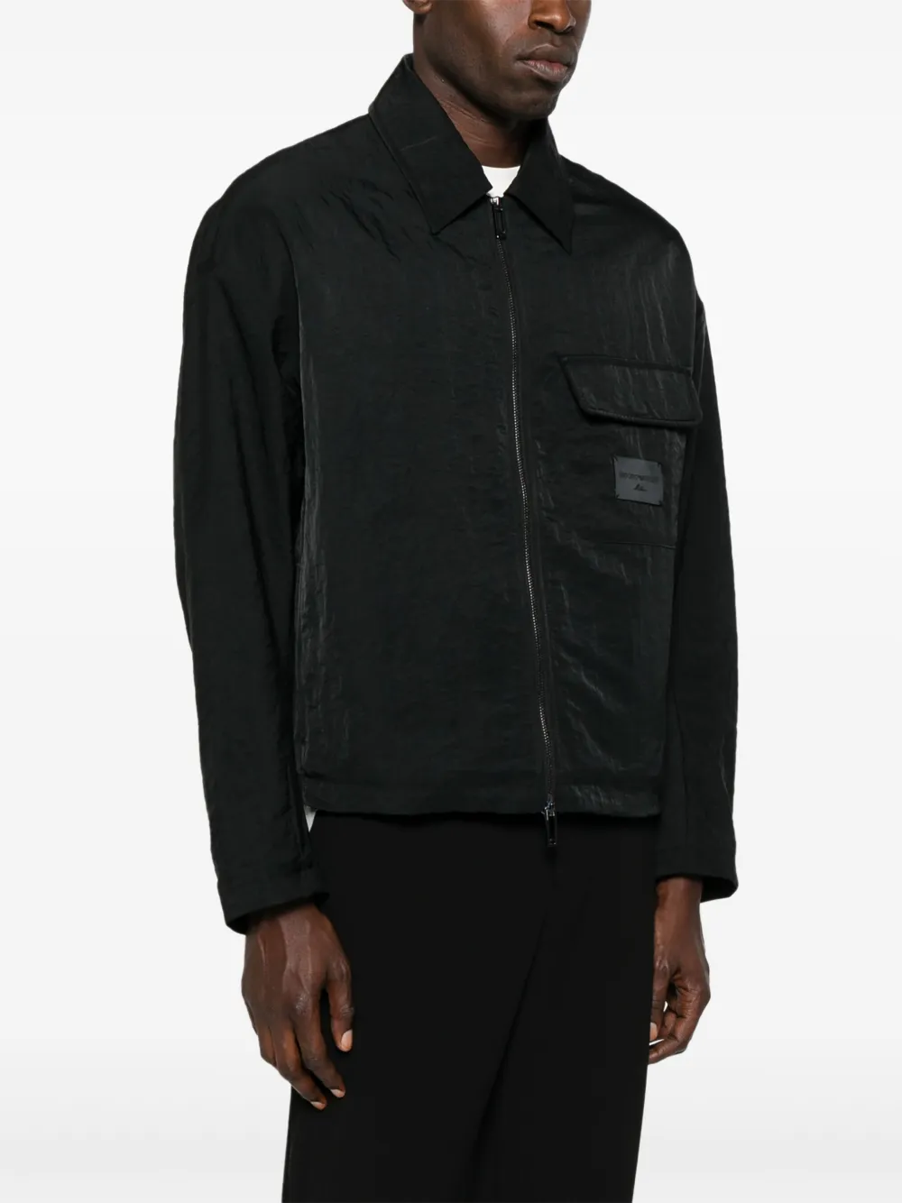 Emporio Armani logo-patch jacket Zwart