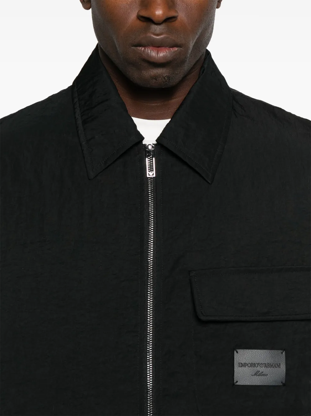 Emporio Armani logo-patch jacket Zwart