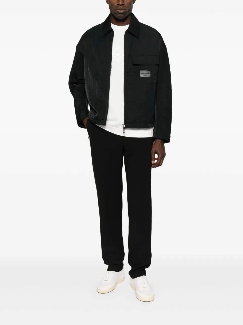 Emporio Armani logo-patch jacket Zwart