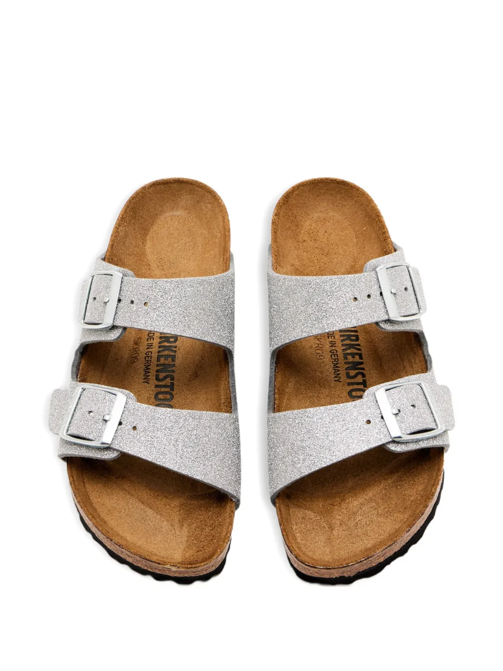 Birkenstock glitter double-buckle flat sandals Silver