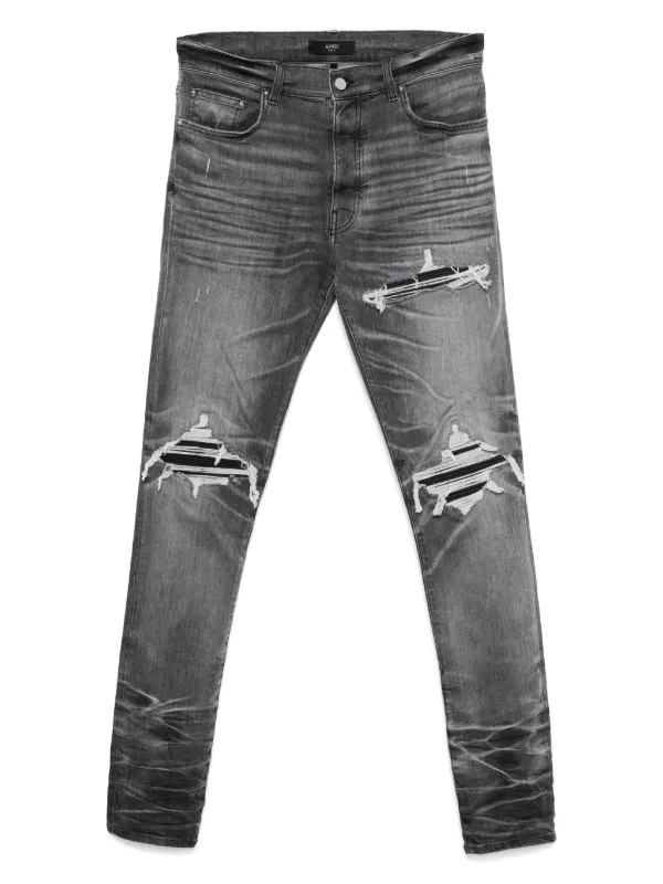 本格派ま！ AMIRI ダメージ ストレートジーンズ | グレー | FARFETCH JP パンツ