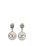 CHANEL Pre-Owned 1996 Silver Clover CC Drop Clip on Earrings costume earrings