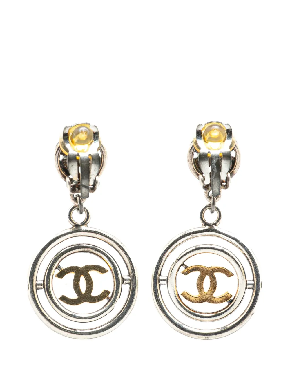 CHANEL Pre-Owned boucles d'oreilles Silver Clover CC Drop Clip on Earrings (1996) | Image 2