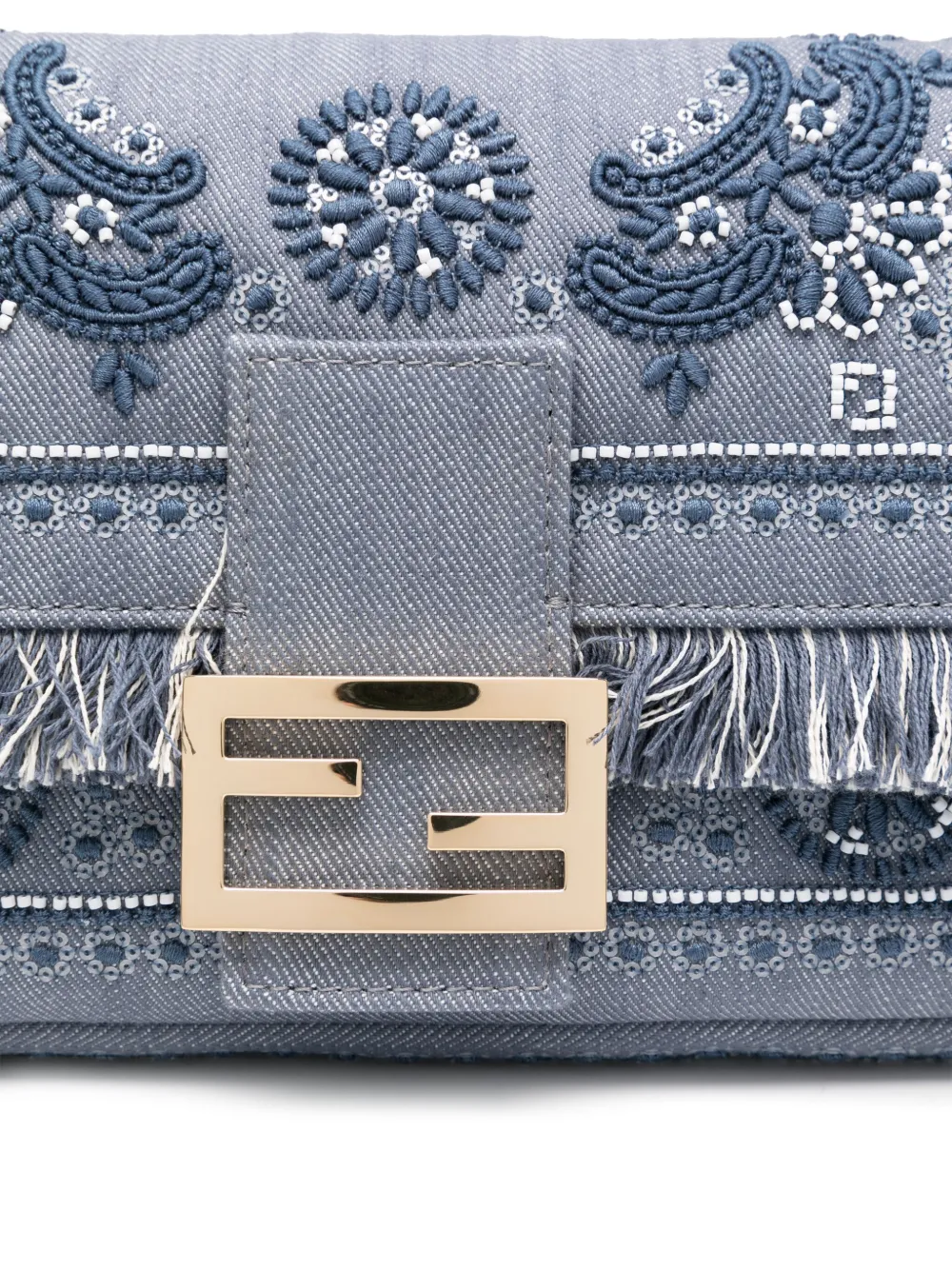 Fendi Baguette Denim Shoulder Bag