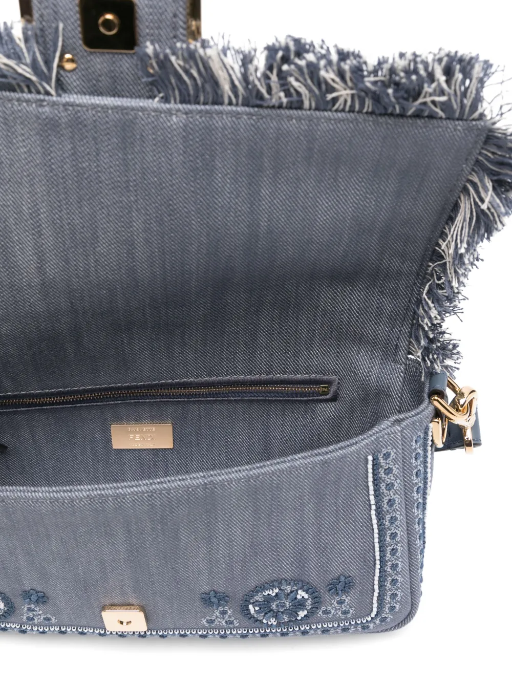 Fendi Baguette Denim Shoulder Bag