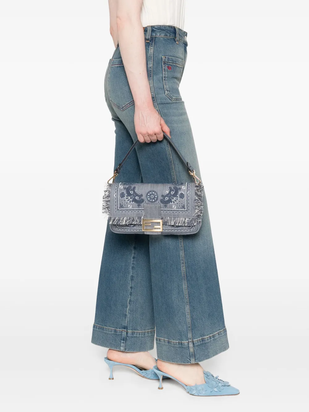 Fendi Baguette Denim Shoulder Bag