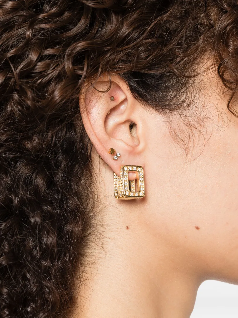Marni Oorbel met vierkant montuur en diamant - Goud