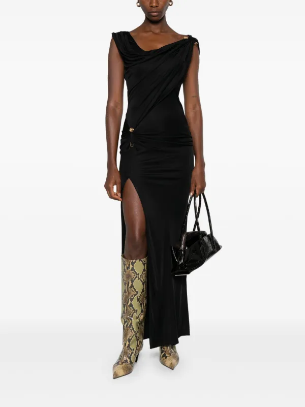 Versace Asymmetric Neck Dress | Black | FARFETCH