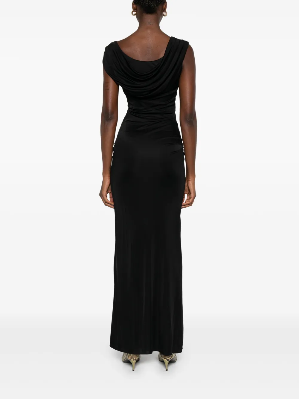 Versace asymmetric neck dress Zwart