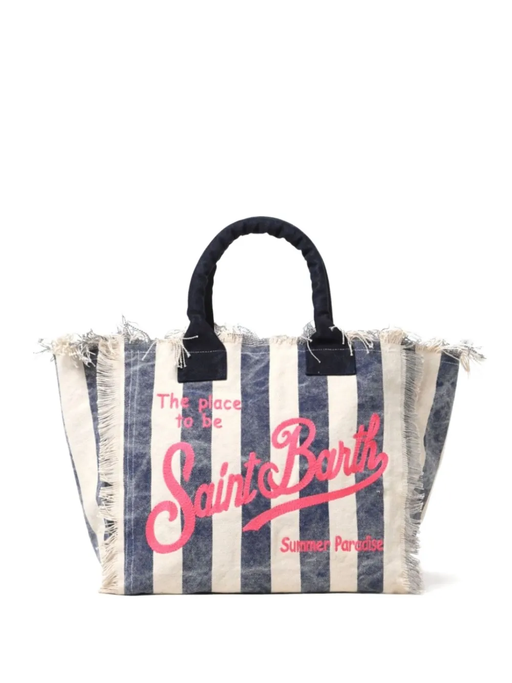 MC2 Saint Barth sac à main en coton à rayures | bleu | Image 1