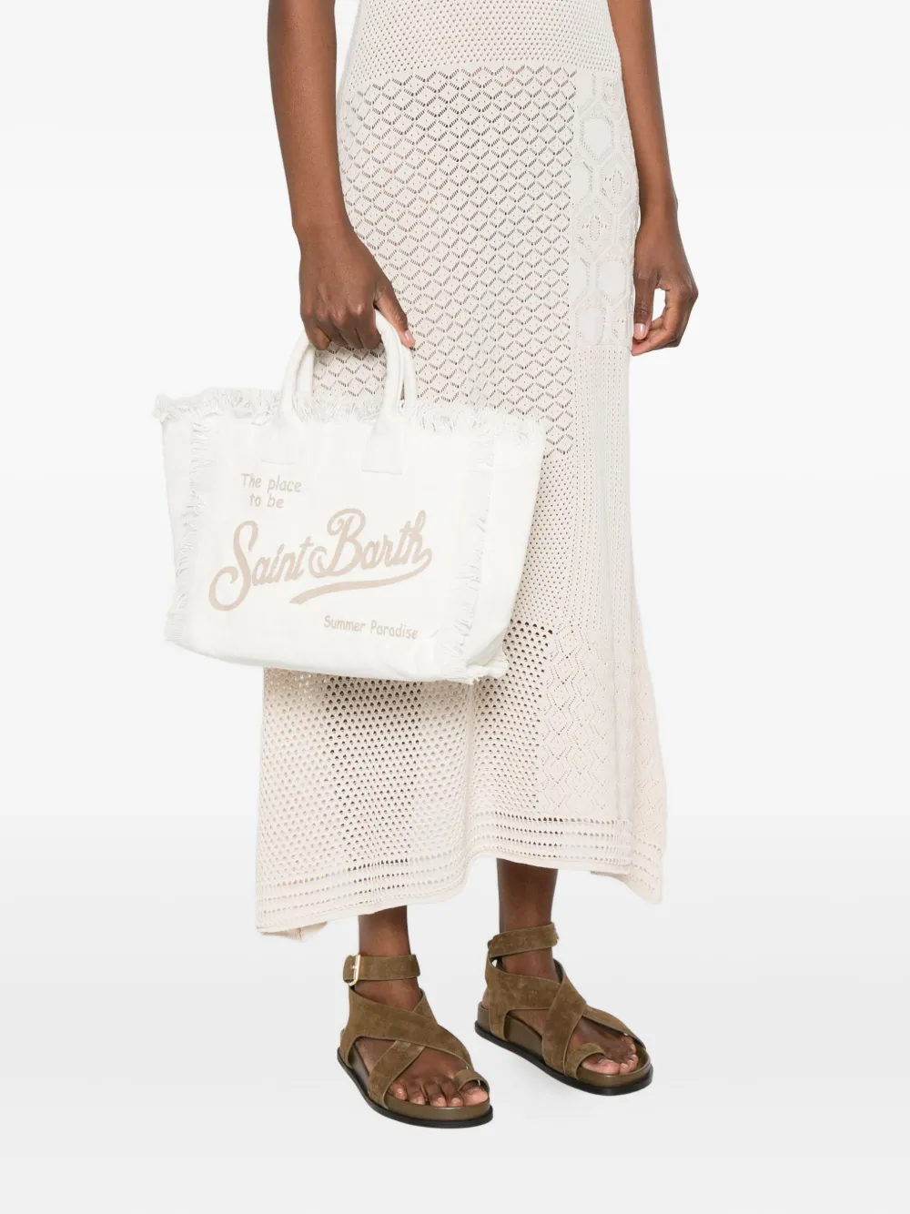 MC2 Saint Barth Colette shopper met franje Wit