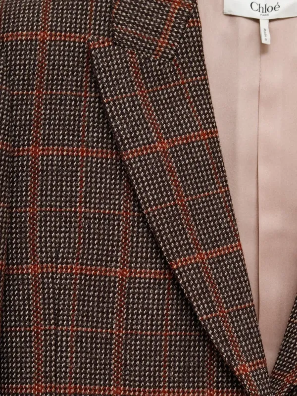 【関税＆送料込み】ChloAC Single-Breasted Checked Jacket Chloe Plaid Single-Breasted Jacket | Neiman Marcus