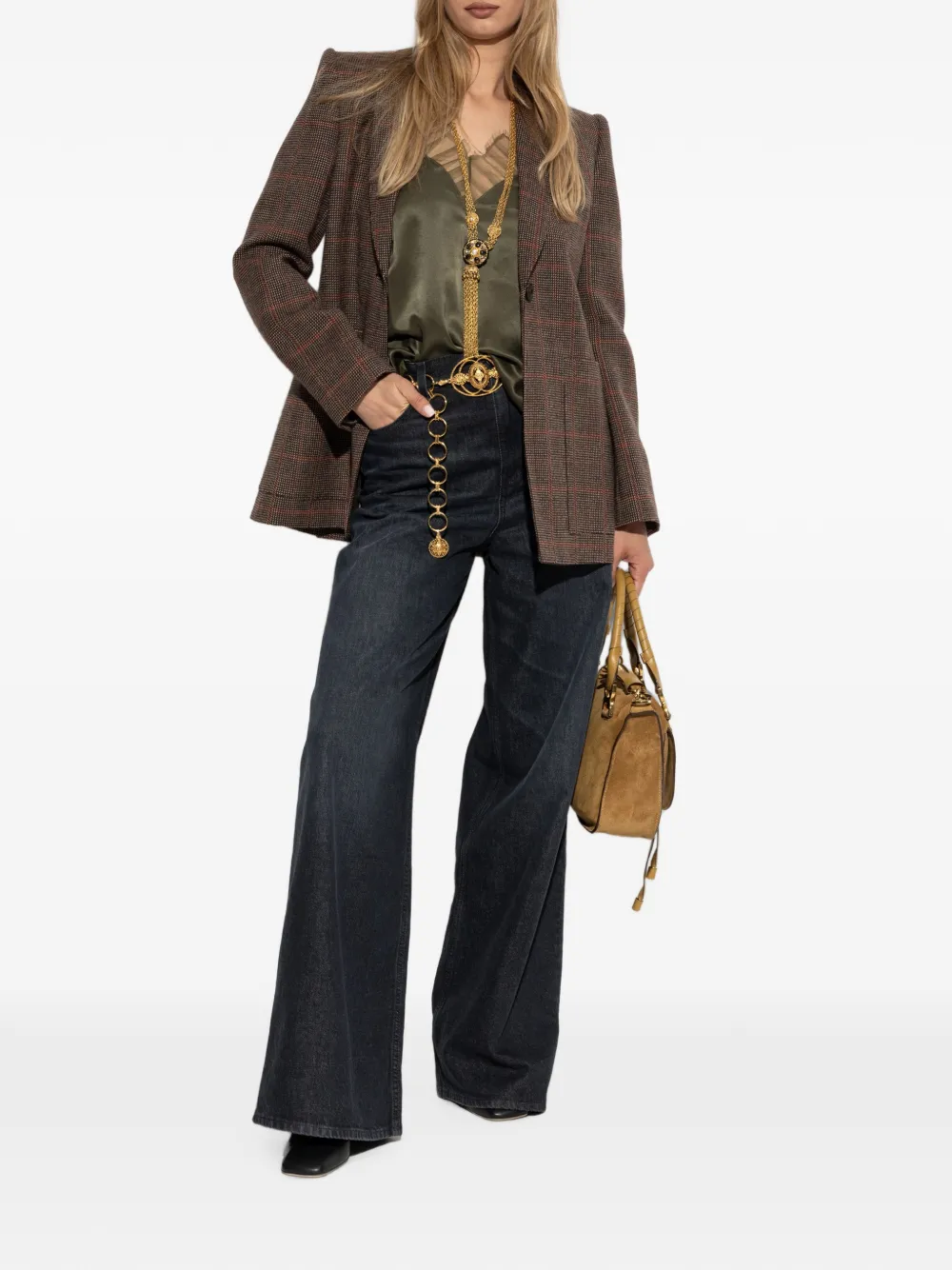 Chloé Geruite blazer Bruin