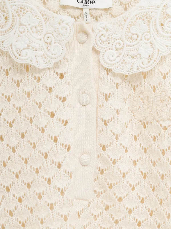 Chloé lace-collar open-knit Sweater | White | FARFETCH