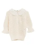 Chloé lace-collar open-knit sweater - White