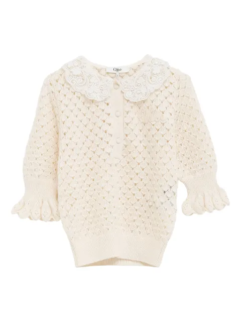Chloé lace-collar open-knit sweater
