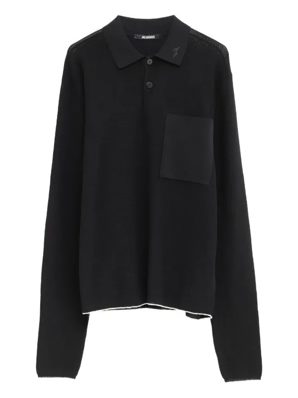 Jacquemus Le Polo Tricot ロングスリーブ ポロシャツ | ブラック