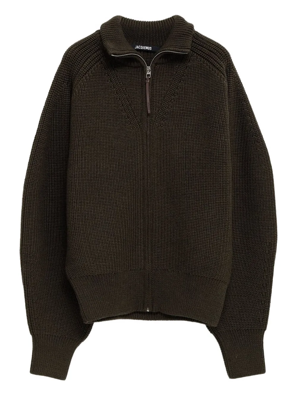 Jacquemus Zip-front Ribbed Cardigan In Green