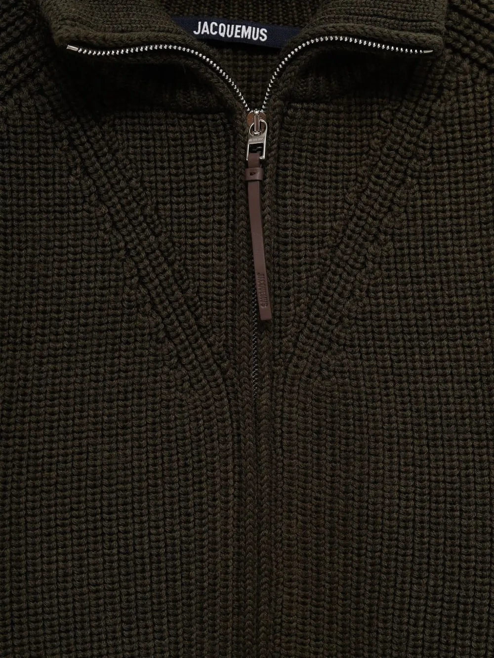 Jacquemus Zip-front Ribbed Cardigan In Green